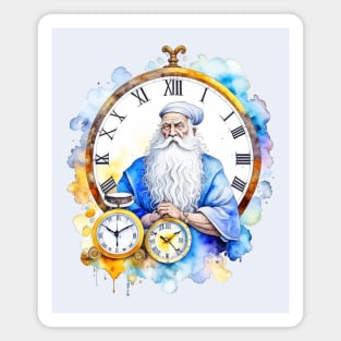 Watercolor New Years Father Time Magnet
